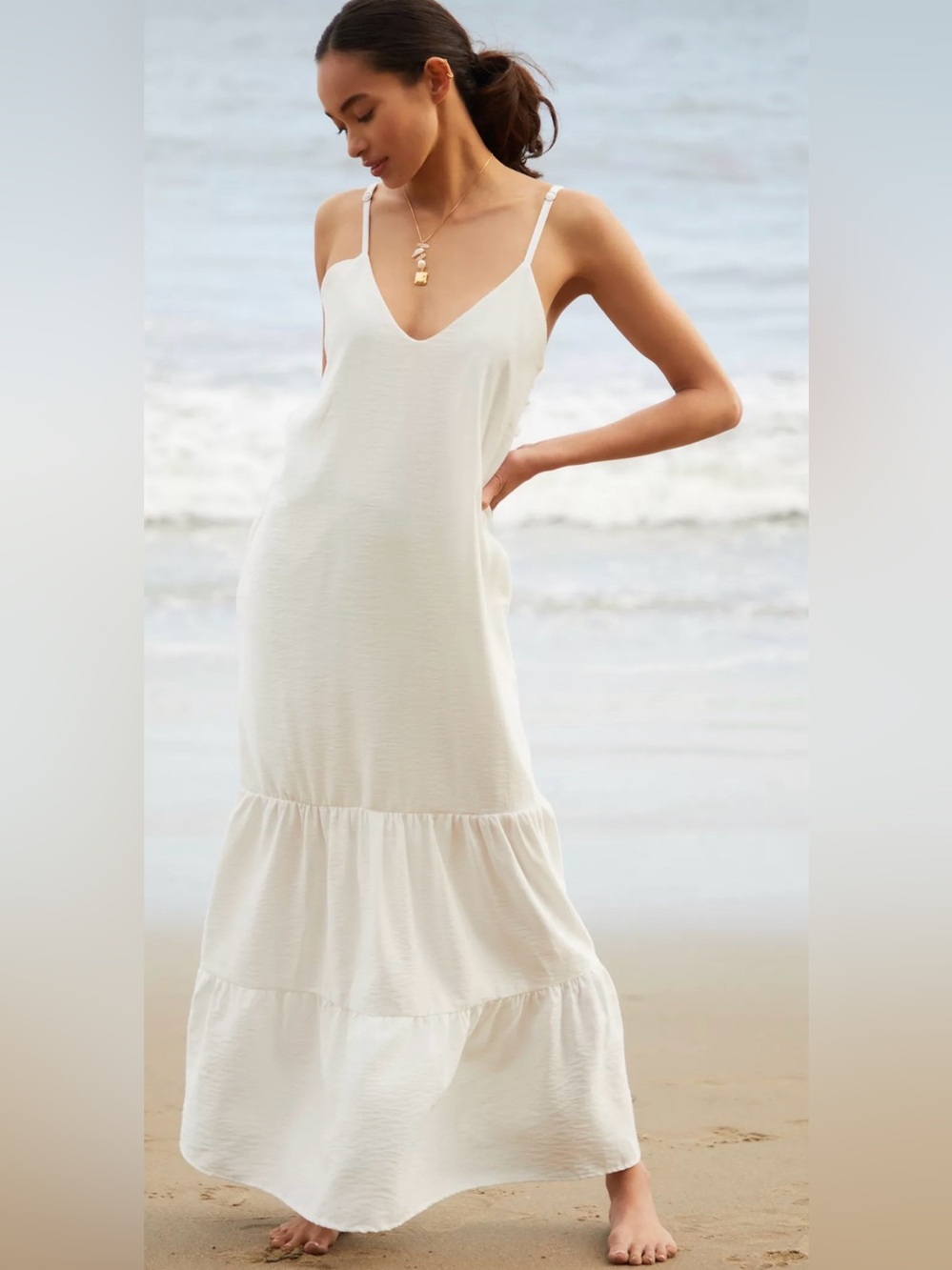 Peixoto x Anthropologie Parker Dress 100% cotton V-Neck Maxi Coverup NEW MEDIUM